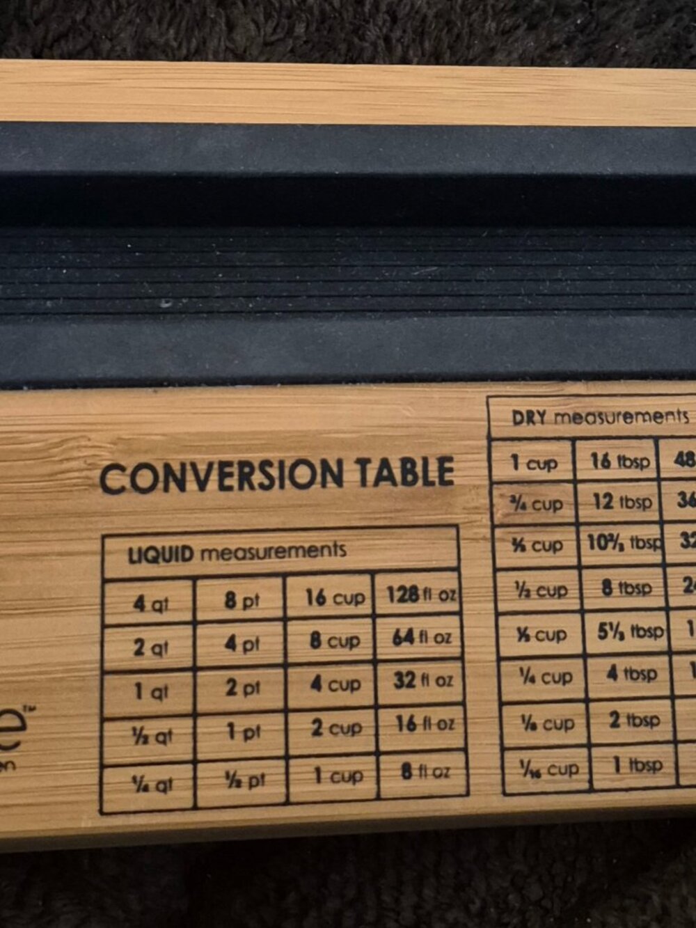 Core Kitchen Bamboo Recipe Holder Tablet Phone Cookbook Stand Conversion Chart